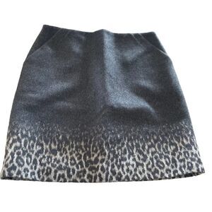 Paule Ka Women’s Gray Animal Print Ombré Wool Skirt 36 French / 6 / S